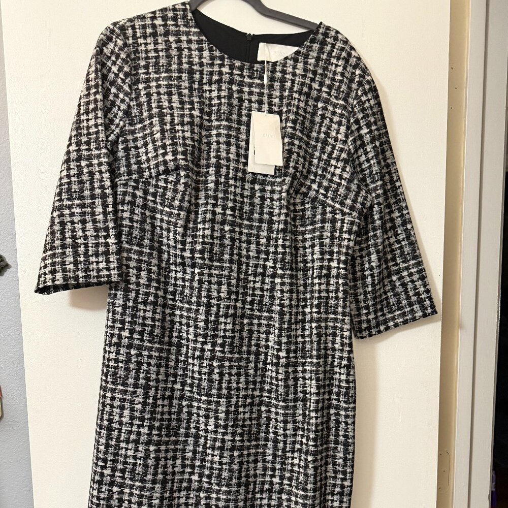 Boss by Hugo Boss Decka Houndstooth Pencil Dress 3/4 Sleeves